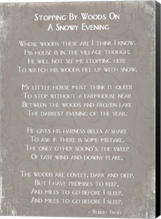 Stopping By Woods On A Snowy Evening Poem by Robert Frost Fine-Art ...